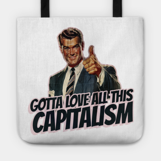 Capitalism Vintage Thumbs Up Guy Tote by Nonstop Shirts