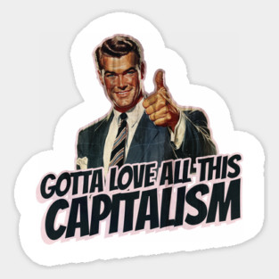 Capitalism Vintage Thumbs Up Guy Sticker
