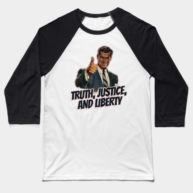 Truth, Justice, and Liberty Vintage Thumbs Up Guy Baseball T-Shirt by Nonstop Shirts