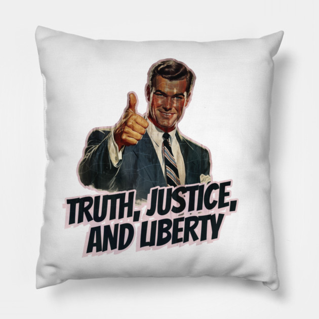 Truth, Justice, and Liberty Vintage Thumbs Up Guy Pillow by Nonstop Shirts