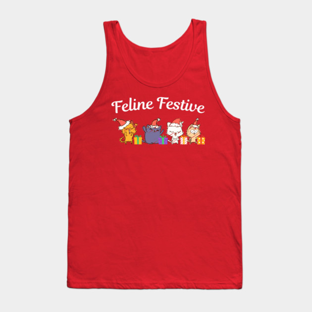 Feline Festive Christmas Cats With Gifts Tank Top by Creatifly Graphic Tees