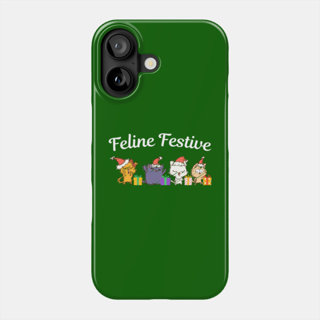 Feline Festive Christmas Cats With Gifts Phone Case by Creatifly Graphic Tees