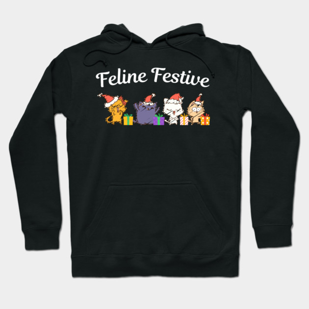 Feline Festive Christmas Cats With Gifts Hoodie by Creatifly Graphic Tees