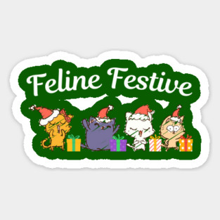 Feline Festive Christmas Cats With Gifts Sticker