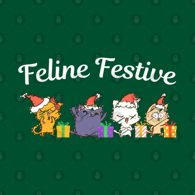 Feline Festive Christmas Cats With Gifts by Creatifly Graphic Tees