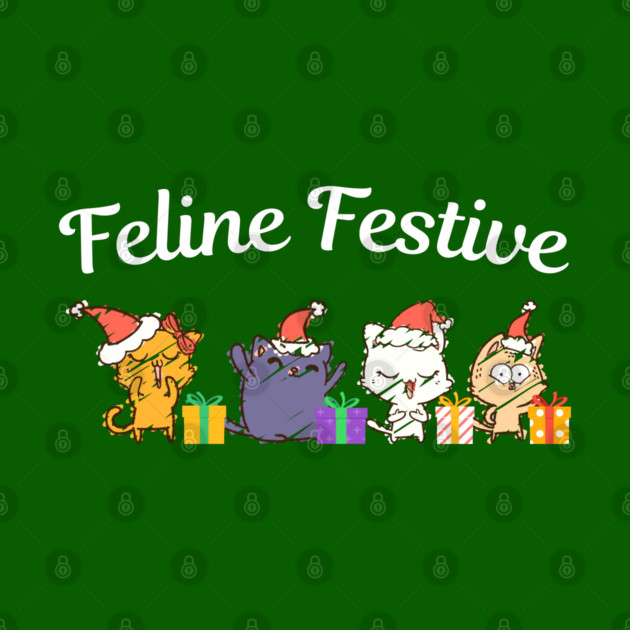 Feline Festive Christmas Cats With Gifts by Creatifly Graphic Tees