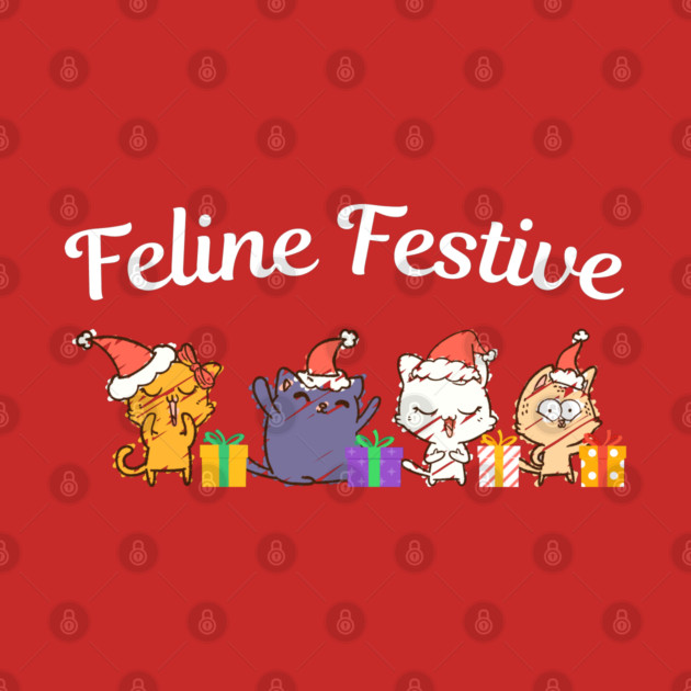 Feline Festive Christmas Cats With Gifts by Creatifly Graphic Tees