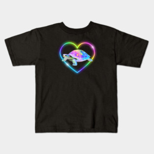 Rainbow Turtle Heart – Cute Whimsical Turtle Love Illustration Kids T-Shirt