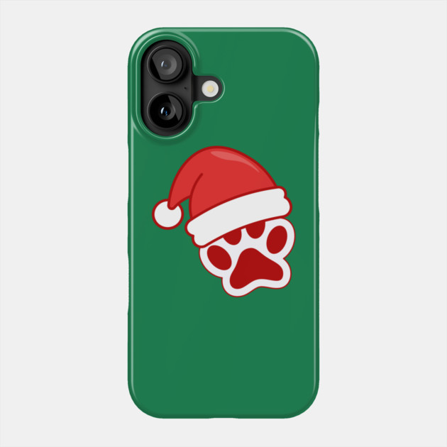 Santa Paw Print Christmas Pet Lover Phone Case by Creatifly Graphic Tees