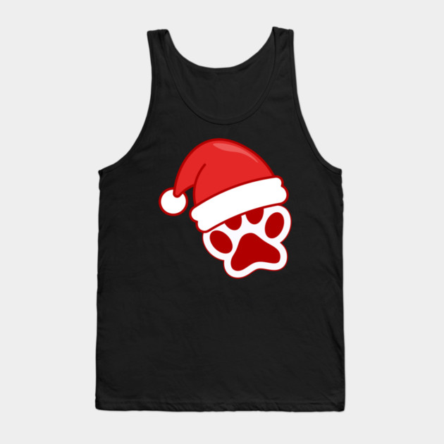 Santa Paw Print Christmas Pet Lover Tank Top by Creatifly Graphic Tees