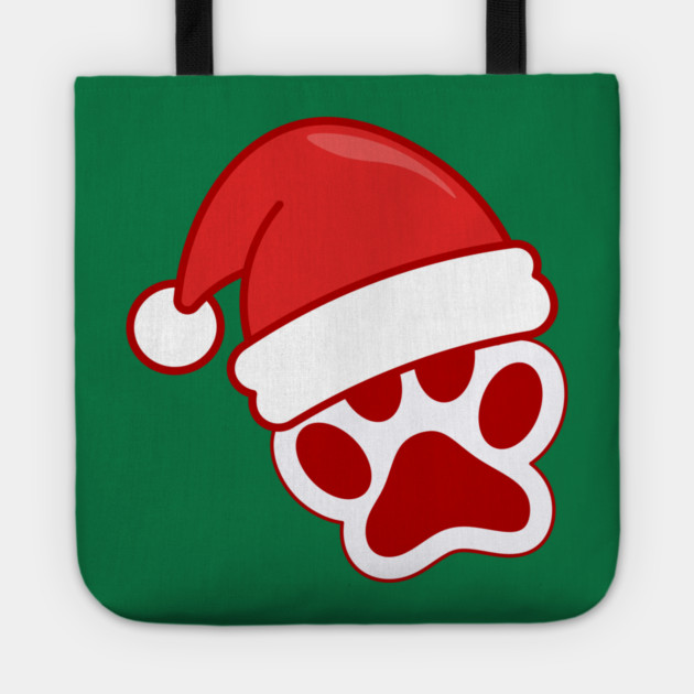 Santa Paw Print Christmas Pet Lover Tote by Creatifly Graphic Tees