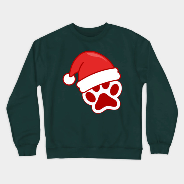Santa Paw Print Christmas Pet Lover Crewneck Sweatshirt by Creatifly Graphic Tees