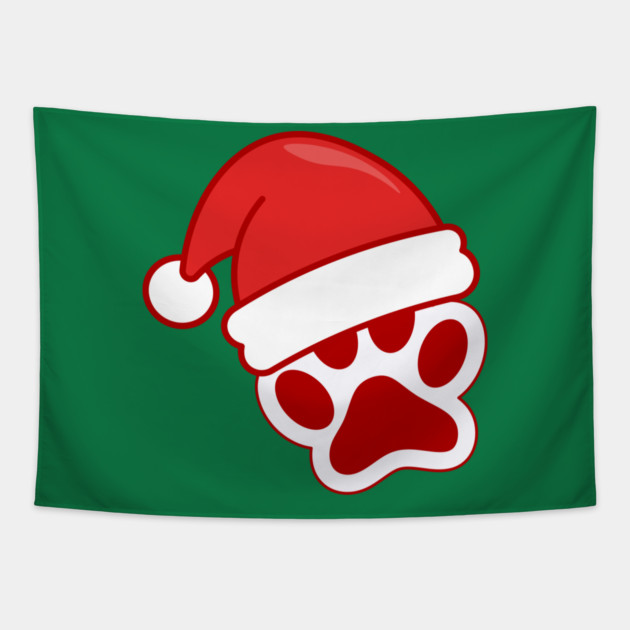 Santa Paw Print Christmas Pet Lover Tapestry by Creatifly Graphic Tees