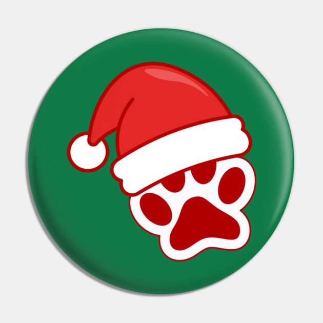 Santa Paw Print Christmas Pet Lover Pin by Creatifly Graphic Tees