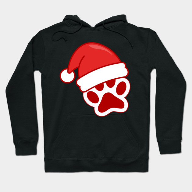 Santa Paw Print Christmas Pet Lover Hoodie by Creatifly Graphic Tees