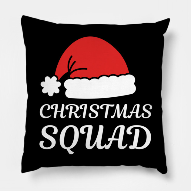 Christmas Squad Santa Hat Matching Holiday Crew Pillow by Creatifly Graphic Tees