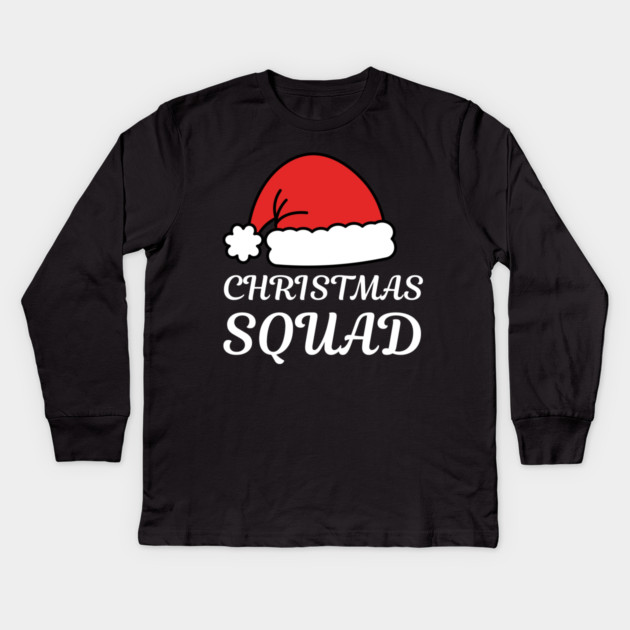 Christmas Squad Santa Hat Matching Holiday Crew Kids Long Sleeve T-Shirt by Creatifly Graphic Tees