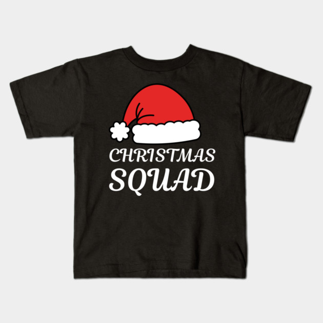 Christmas Squad Santa Hat Matching Holiday Crew Kids T-Shirt by Creatifly Graphic Tees