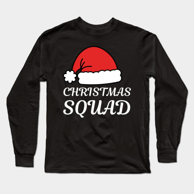 Christmas Squad Santa Hat Matching Holiday Crew Long Sleeve T-Shirt by Creatifly Graphic Tees