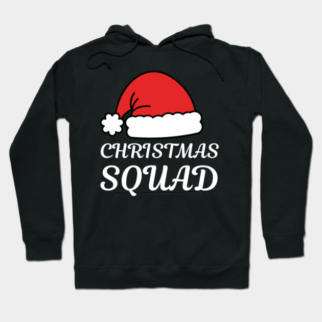 Christmas Squad Santa Hat Matching Holiday Crew Hoodie by Creatifly Graphic Tees