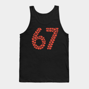 Valentine’s Day 67 Heart Filled Number – Funny Six Seven Meme Gift Tank Top