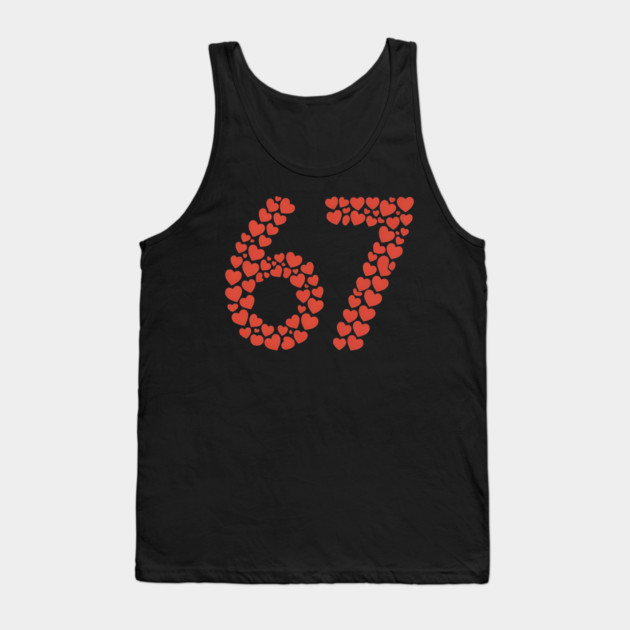 Valentine’s Day 67 Heart Filled Number – Funny Six Seven Meme Gift Tank Top by ArtistTee ⭐⭐⭐⭐⭐