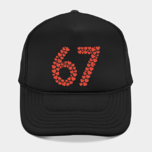 Valentine’s Day 67 Heart Filled Number – Funny Six Seven Meme Gift Hat