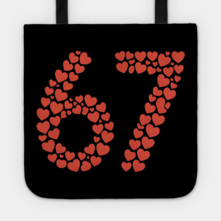 Valentine’s Day 67 Heart Filled Number – Funny Six Seven Meme Gift Tote