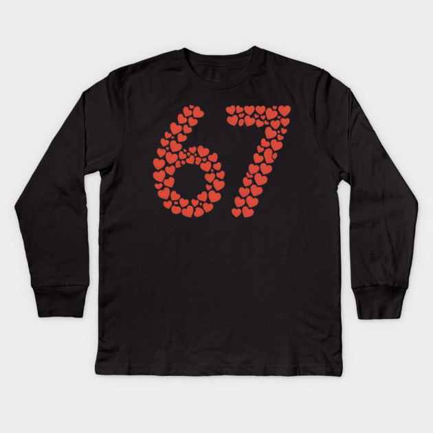 Valentine’s Day 67 Heart Filled Number – Funny Six Seven Meme Gift Kids Long Sleeve T-Shirt by ArtistTee ⭐⭐⭐⭐⭐