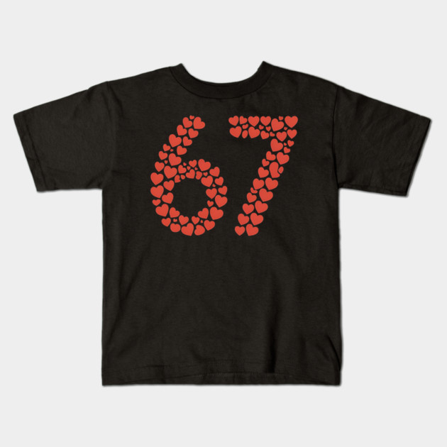 Valentine’s Day 67 Heart Filled Number – Funny Six Seven Meme Gift Kids T-Shirt by ArtistTee ⭐⭐⭐⭐⭐