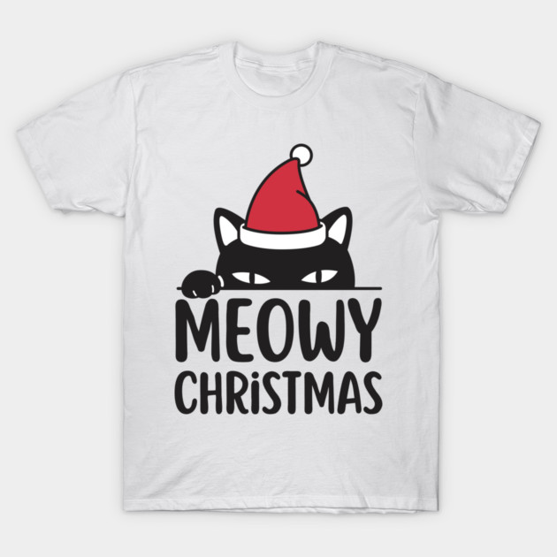Sneaky Santa Cat Meowy Christmas T-Shirt by Creatifly Graphic Tees