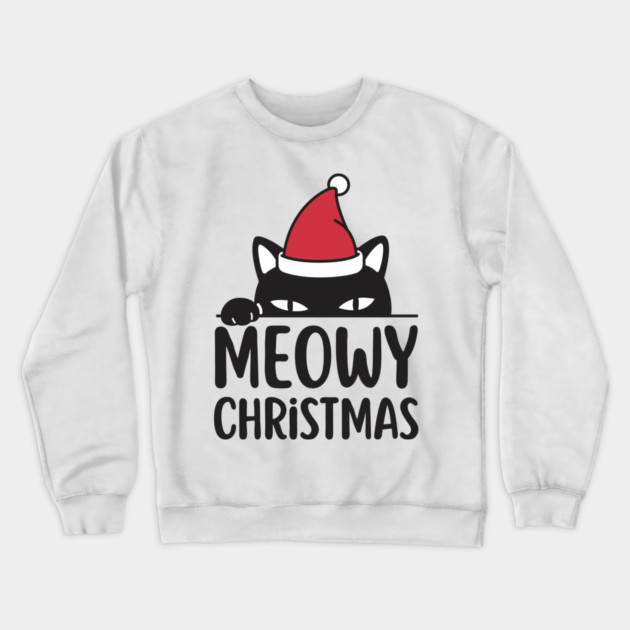 Sneaky Santa Cat Meowy Christmas Crewneck Sweatshirt by Creatifly Graphic Tees