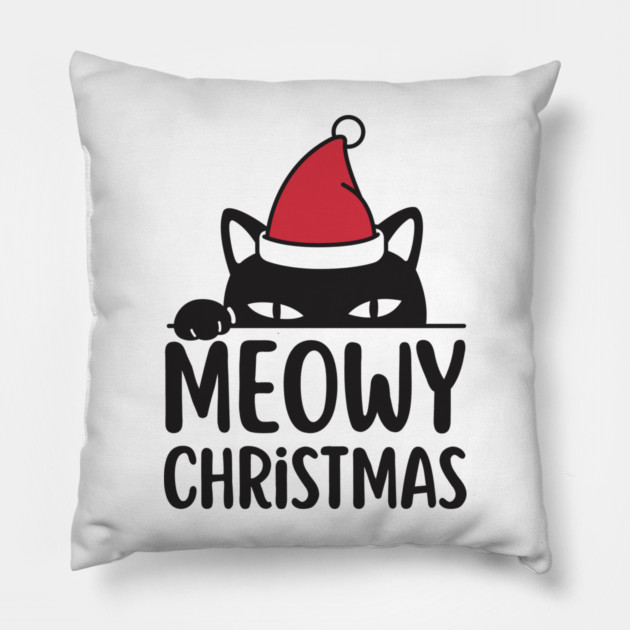 Sneaky Santa Cat Meowy Christmas Pillow by Creatifly Graphic Tees