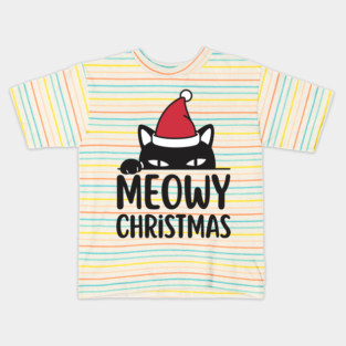 Sneaky Santa Cat Meowy Christmas Kids T-Shirt