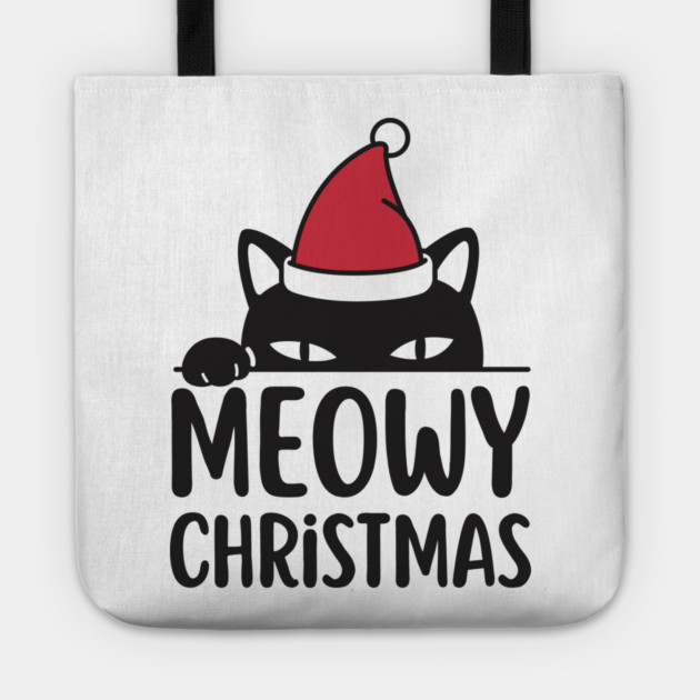 Sneaky Santa Cat Meowy Christmas Tote by Creatifly Graphic Tees