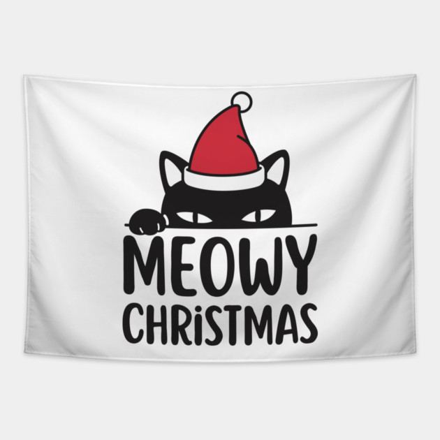 Sneaky Santa Cat Meowy Christmas Tapestry by Creatifly Graphic Tees