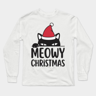Sneaky Santa Cat Meowy Christmas Long Sleeve T-Shirt