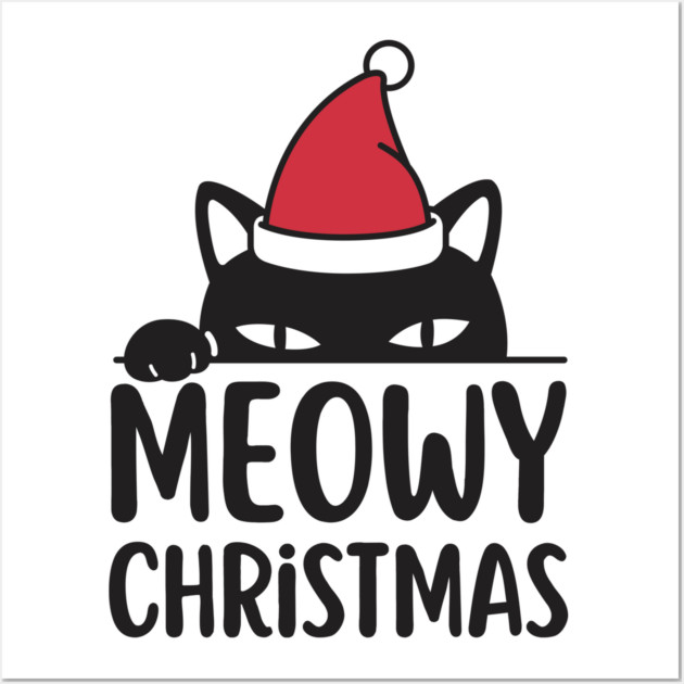 Sneaky Santa Cat Meowy Christmas Wall Art by Creatifly Graphic Tees