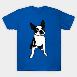 Boston Terrier Dog Illustration – Bold Black and White Pup Design T-Shirt