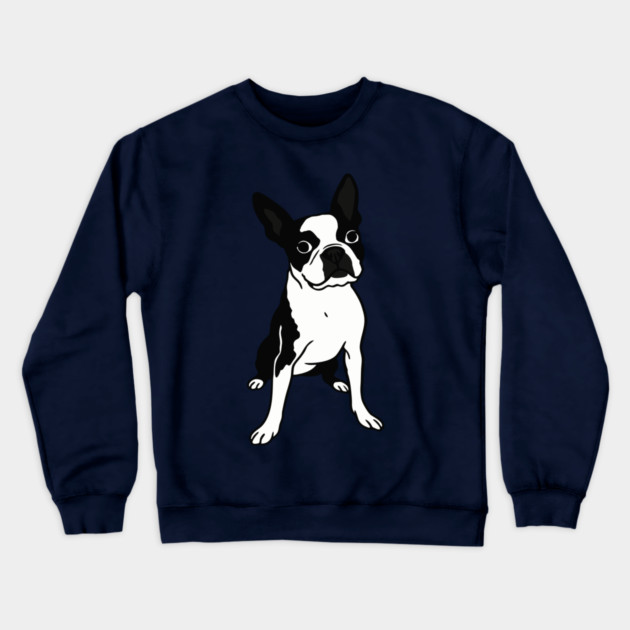 Boston Terrier Dog Illustration – Bold Black and White Pup Design Crewneck Sweatshirt by DonWillisJrArt