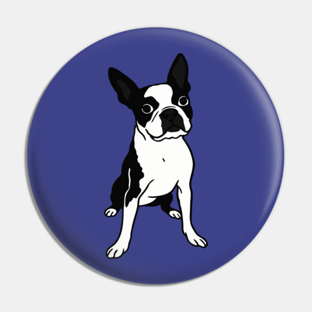 Boston Terrier Dog Illustration – Bold Black and White Pup Design Pin by DonWillisJrArt