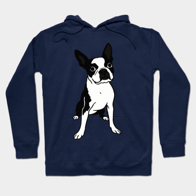 Boston Terrier Dog Illustration – Bold Black and White Pup Design Hoodie by DonWillisJrArt