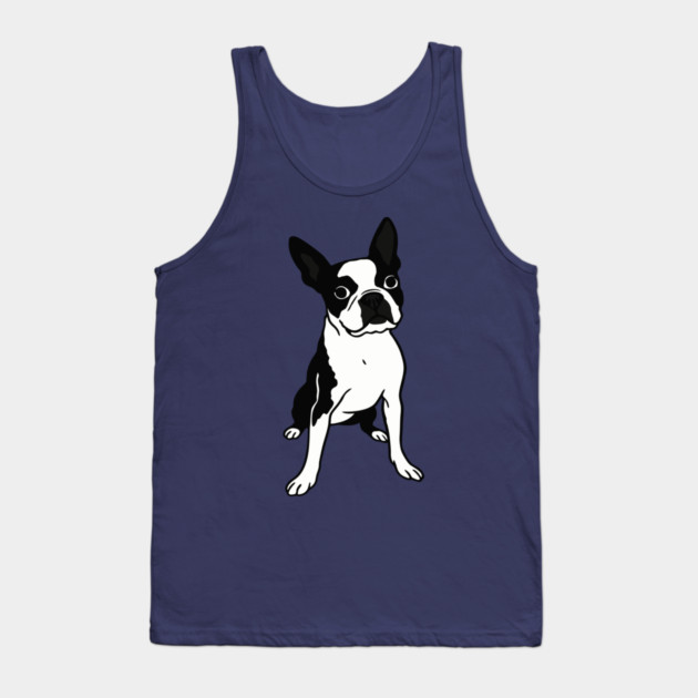 Boston Terrier Dog Illustration – Bold Black and White Pup Design Tank Top by DonWillisJrArt