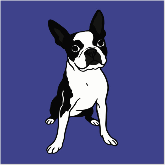 Boston Terrier Dog Illustration – Bold Black and White Pup Design Wall Art by DonWillisJrArt