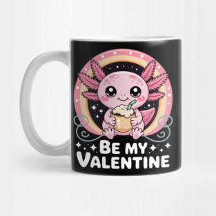 Girls Valentines Axolotl Be My Valentine Rainbow Red Women Mug