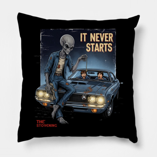 Horror Tropes - when the car wont start. Pillow by Randy 's Store