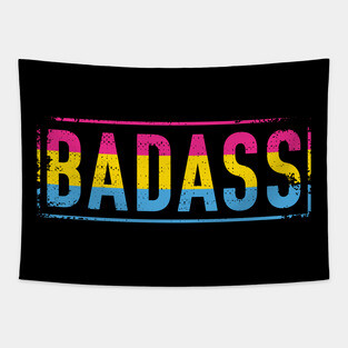 Pan Pride Badass Distressed Pansexual Pride Tapestry