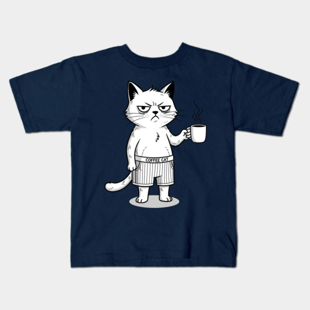 Coffee Cat Kids T-Shirt by enrynz