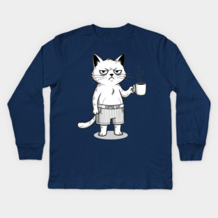 Coffee Cat Kids Long Sleeve T-Shirt