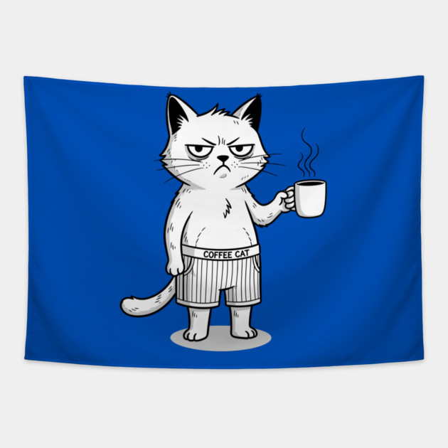 Coffee Cat Tapestry by enrynz